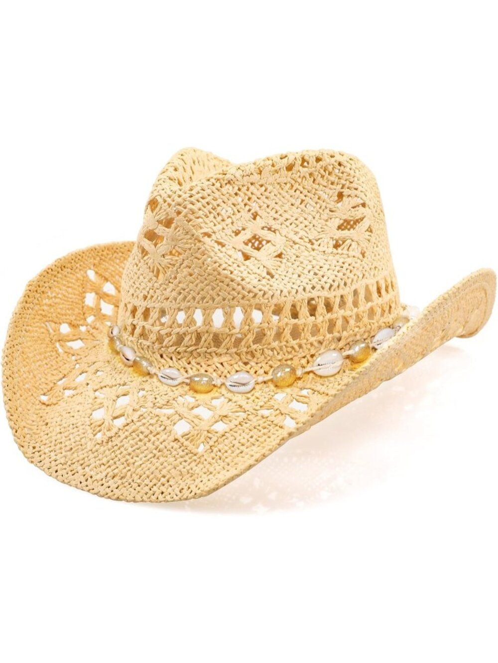 Men's Beige Comfortable High-quality Synthetic Straw Cowboy Hats
